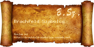 Brachfeld Szabolcs névjegykártya